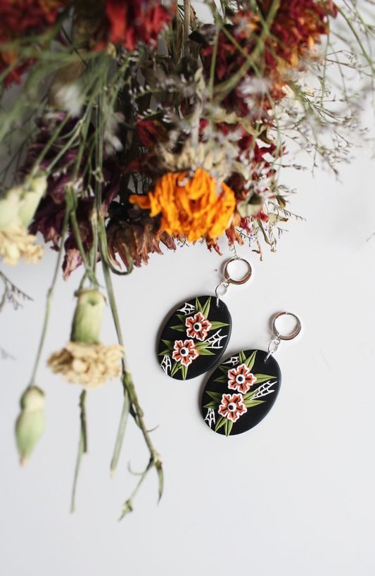Floral Spiderweb Dangles