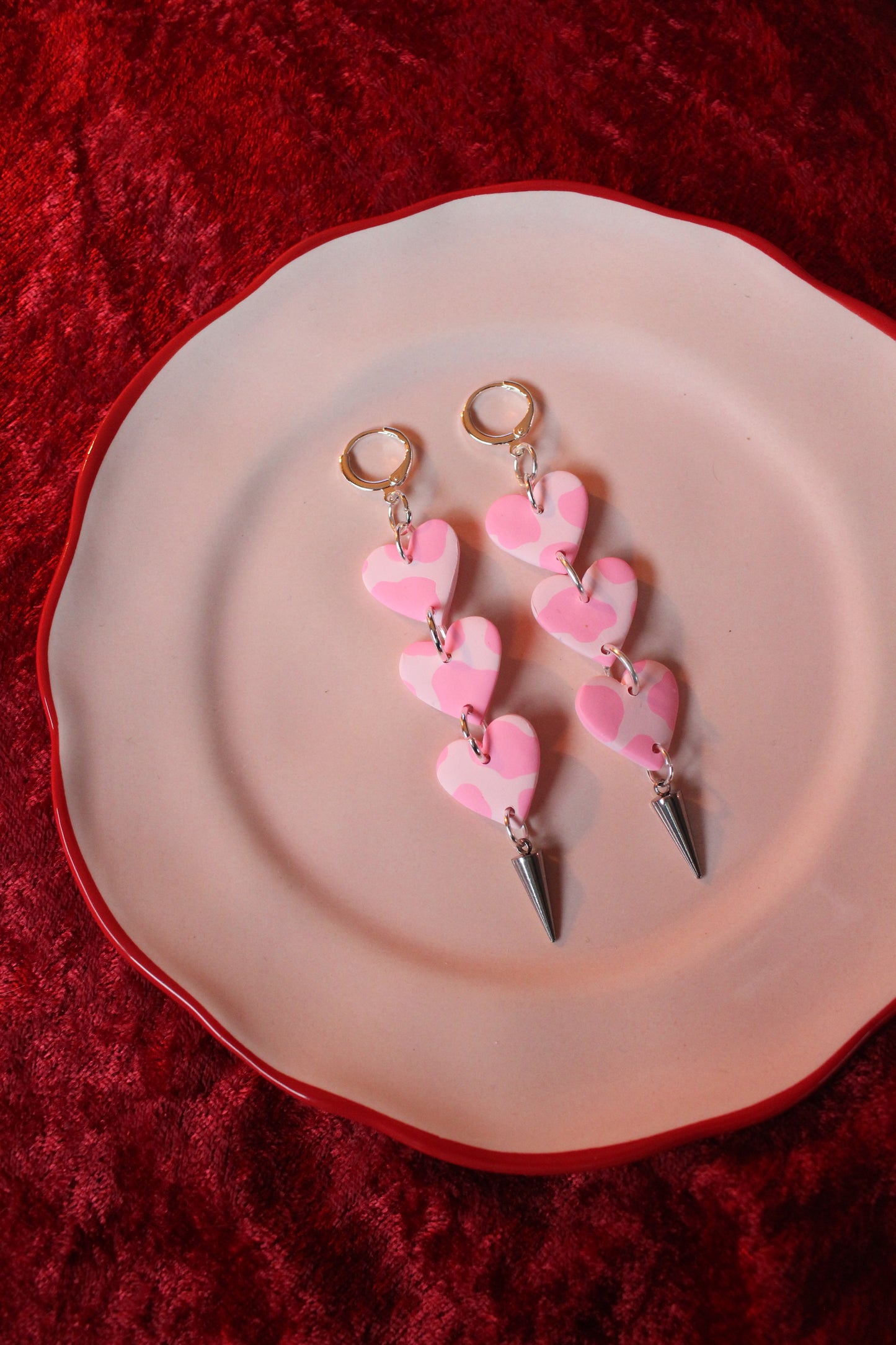 Pink Cow Print Heart Stacks