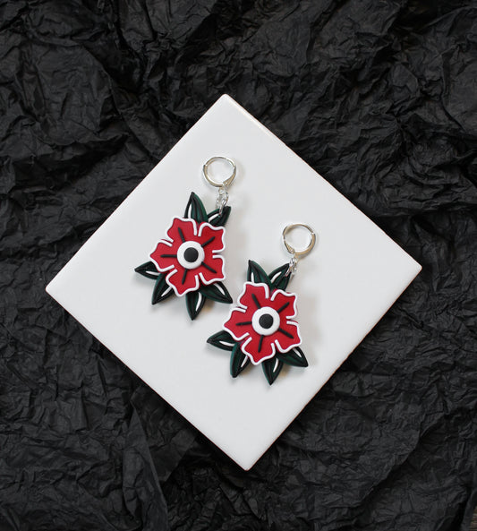 Red Trad Flower Dangles