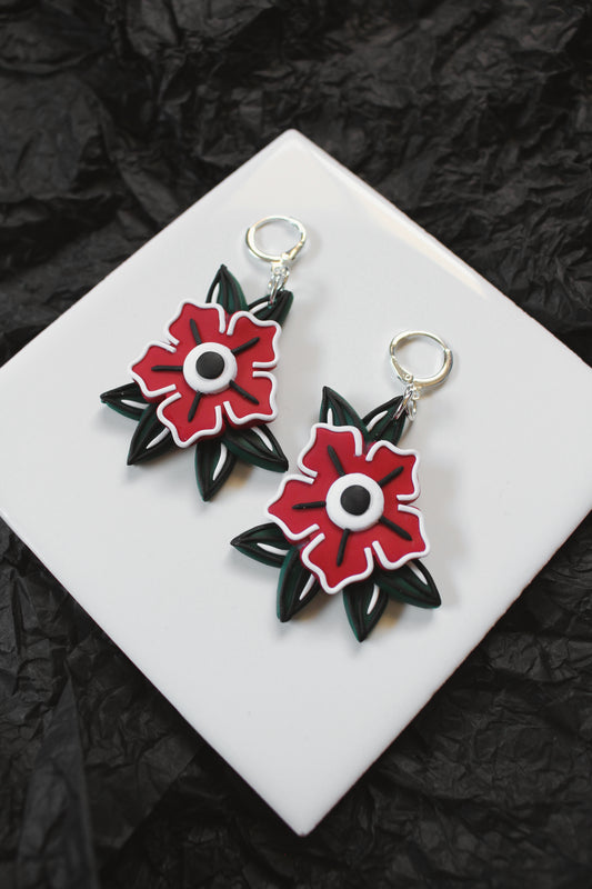 Red Trad Flower Dangles