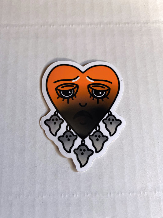 Ombre Pumpkin Sleepy Heart Sticker